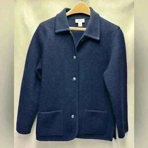 TALBOTS Vintage 100% Wool Cardigan Navy Blue Women’s Size 8